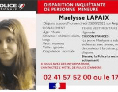 Angers : La police lance un avis de recherche après la disparition inquiétante d’une ado de 15 ans agressée au couteau