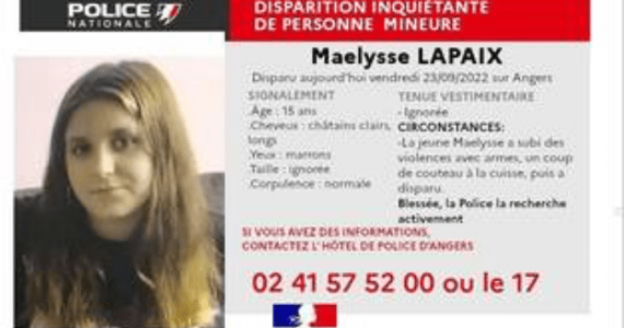 Angers : La police lance un avis de recherche après la disparition inquiétante d’une ado de 15 ans agressée au couteau